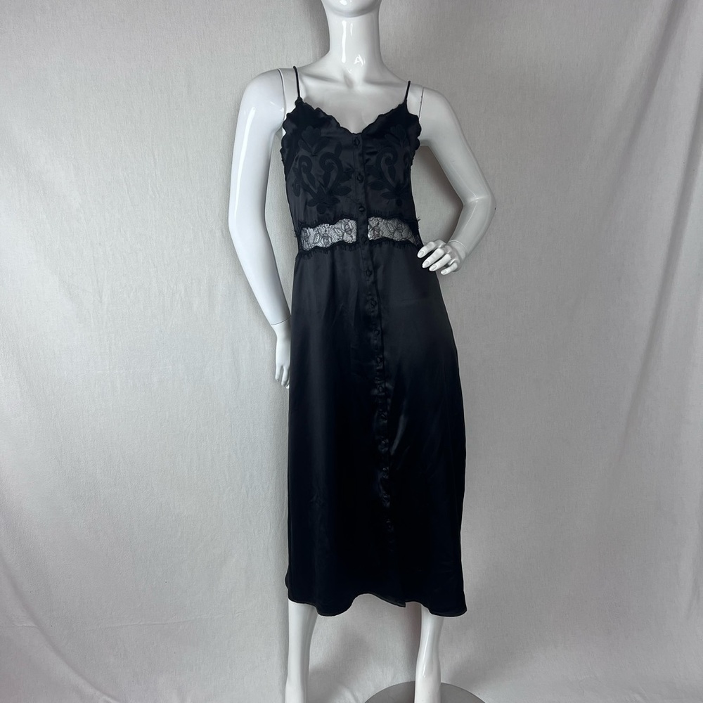 Zara Black Midi Dress with Lace Detail